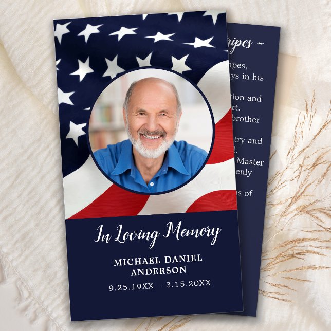 Memorial Prayer Card Stars & Stripes Poem US Flag (Creator Uploaded)