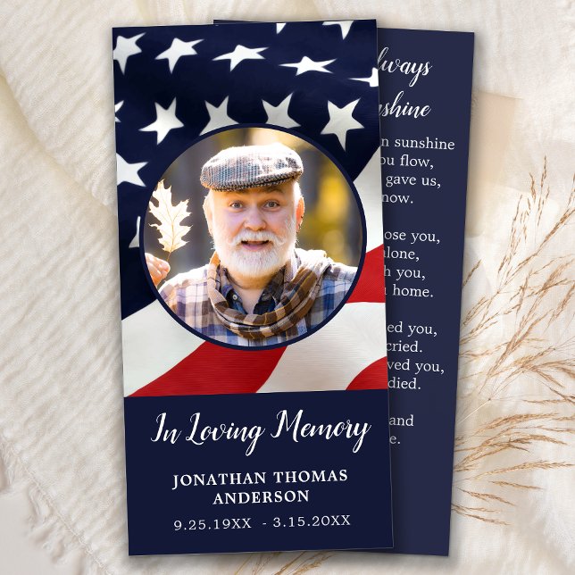 Memorial Prayer Card Veteran Funeral American Flag (Creator Uploaded)