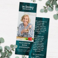 Memorial Prayer Funeral Bookmark Emerald Green