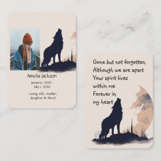 Memorial Prayer Lone Wolf Howling Animal Business Card