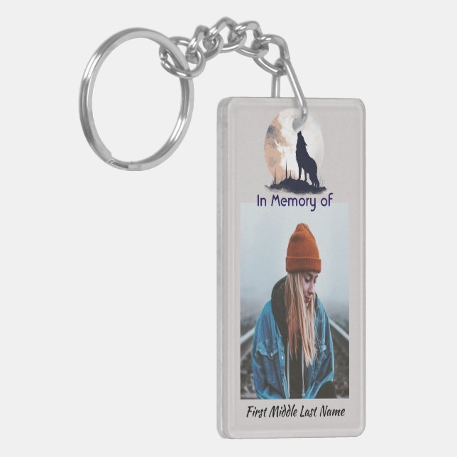  Memorial Prayer Lone Wolf Howling Animal Keychain (Front Left)