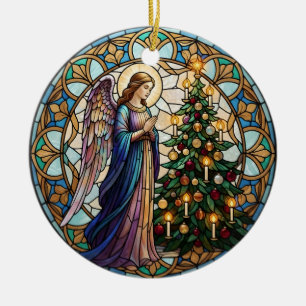 Memorial Praying Angel In Loving Memory Photo Ceramic Ornament