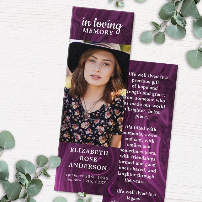 Memorial Purple Marble Funeral Prayer Bookmark (Creator Uploaded)