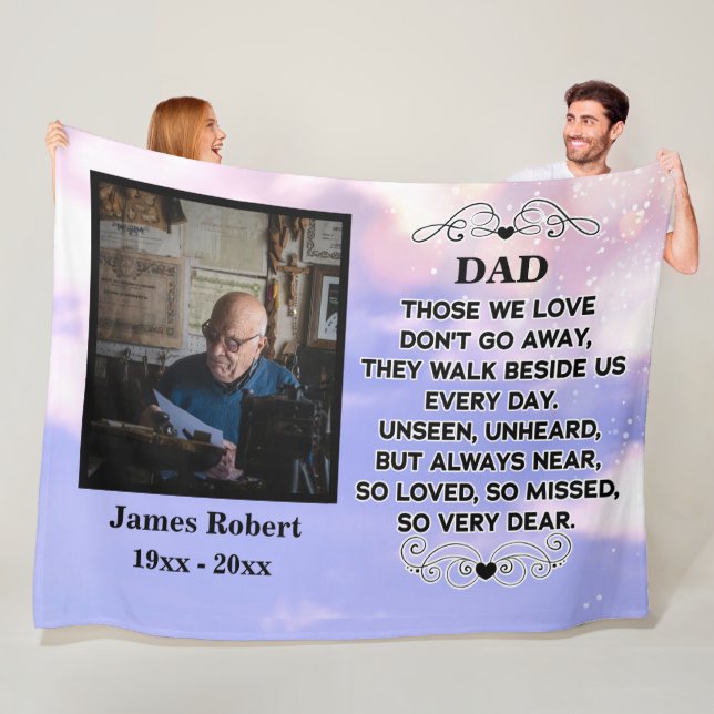 memorial quote for Dad Custom Photo and name  Fleece Blanket (In Situ)