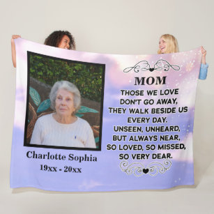 memorial quote for mom Custom Photo and name Fleece Blanket
