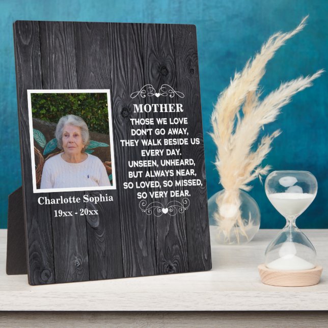 memorial quote for mom Custom Photo and name Plaque (Side)
