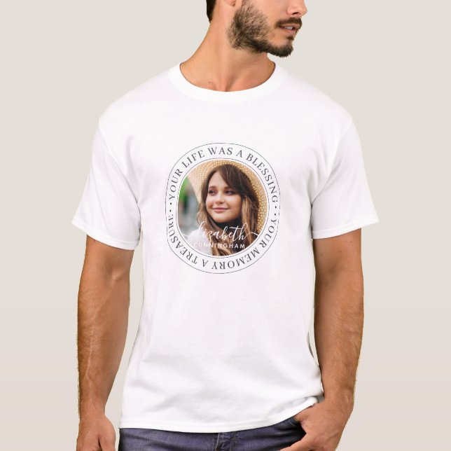 Memorial Quote Modern Elegant Chic Custom Photo T-Shirt (Front)