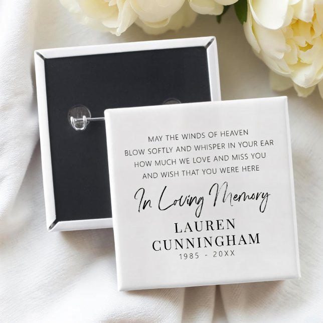 Memorial Quote Modern Elegant Simple Chic 2 Inch Square Button (Creator Uploaded)