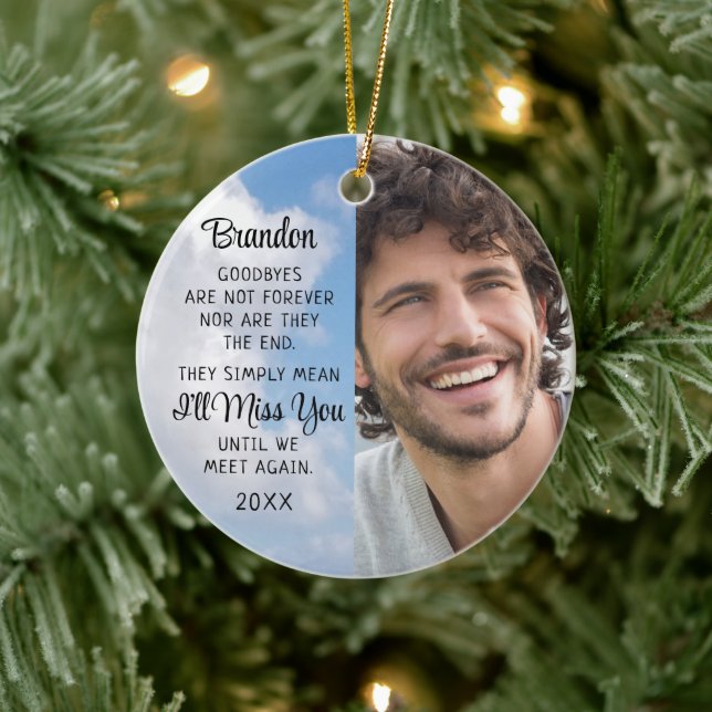 Memorial Quote Photo Remembrance Sympathy Keepsake Ceramic Ornament (Tree)
