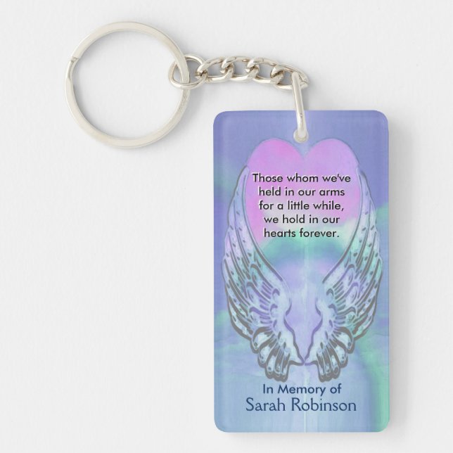 Memorial | Rainbow Heart Angel Wings Keychain (Front)