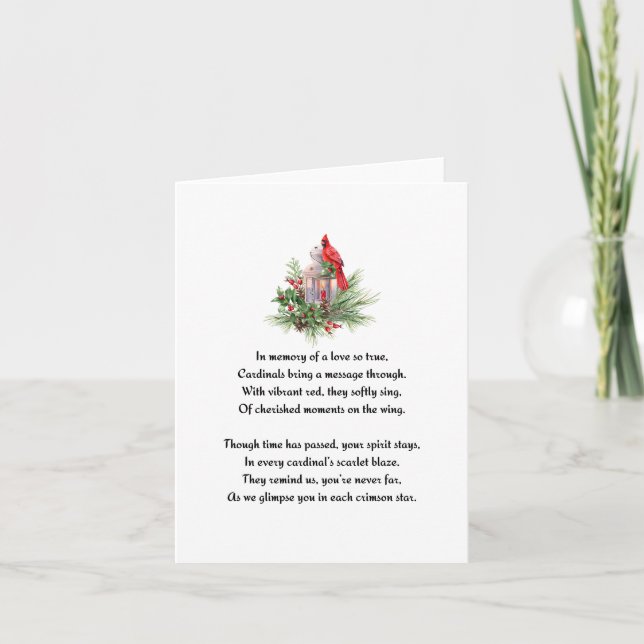 Memorial Red Cardinal Remembrance Sympathy Card (Front)