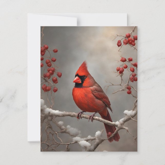 Memorial Red Cardinal Remembrance Sympathy Card (Front)