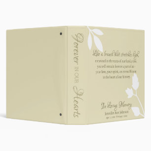 Memorial Remembrance Beige White Leaf Custom Name Binder