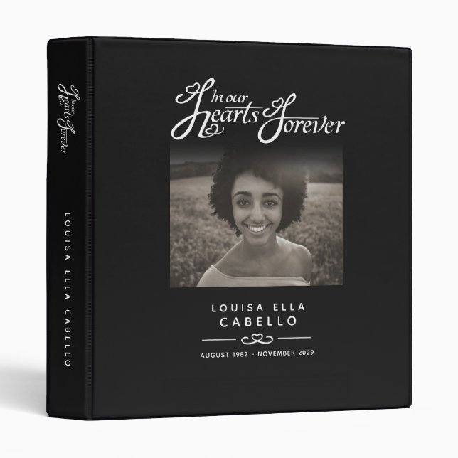 Memorial remembrance hearts black photo book binder (Front/Spine)