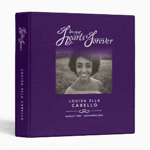 Memorial remembrance hearts dark purple photo book binder