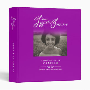 Memorial remembrance hearts purple photo book binder
