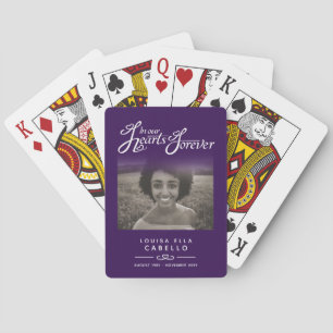 Memorial remembrance hearts purple photo  playing cards