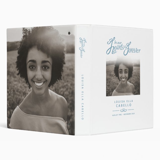 Memorial remembrance hearts white photo book binder (Background)