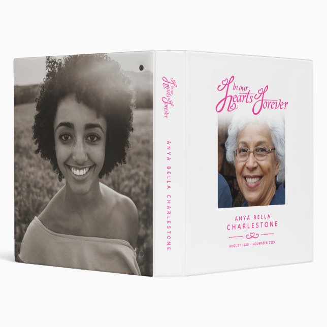 Memorial remembrance hearts white pink photo book binder (Background)