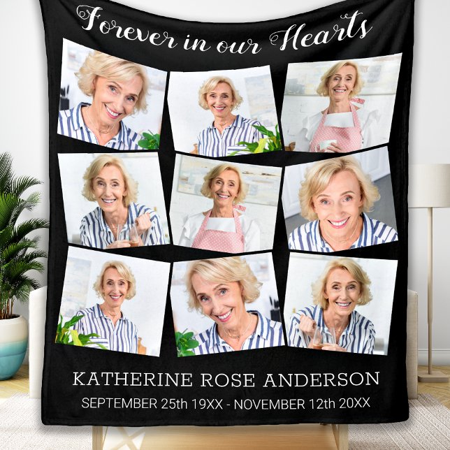 Memorial Remembrance Keepsake Custom Photo Collage Fleece Blanket (Creator Uploaded)