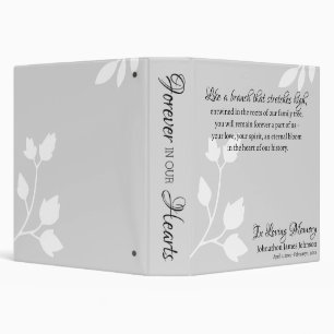 Memorial Remembrance Leaf Grey White Modern Custom Binder