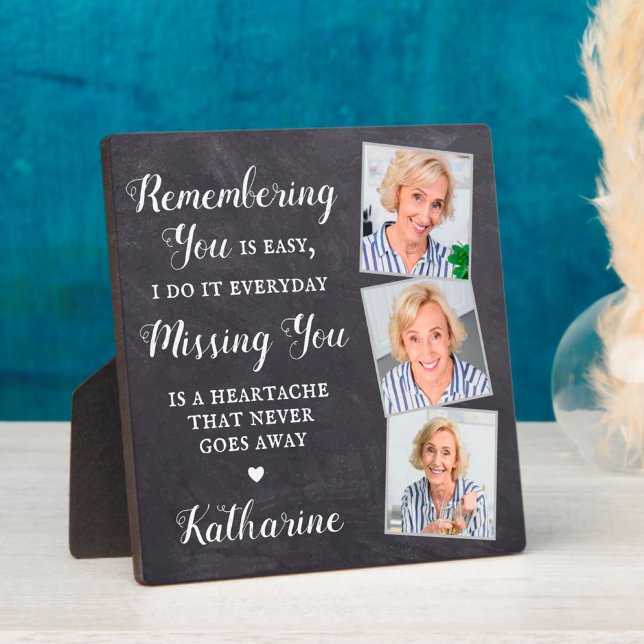 Memorial Remembrance Personalized 3 Photo Collage Plaque (Creator Uploaded)