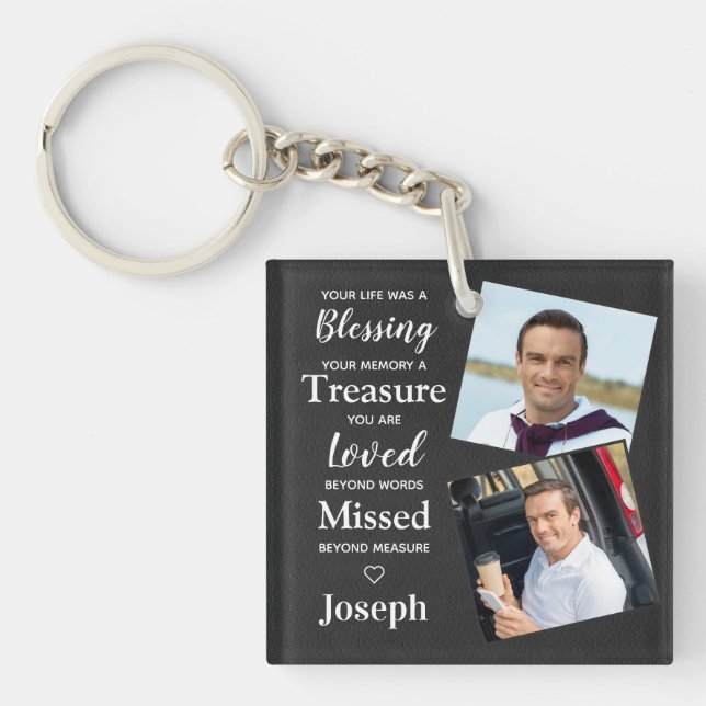 Memorial Remembrance Poem Faux Leather Photo Keychain (Front)