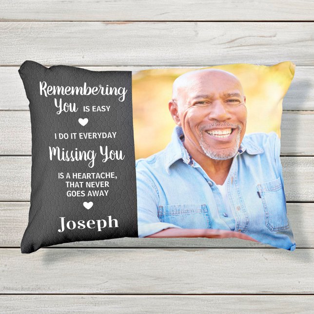 Memorial Remembrance Sympathy Faux Leather 2 Photo Accent Pillow (Creator Uploaded)