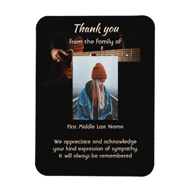 Memorial Remembrance Thank you Music  Guitar  Magnet (Vertical)