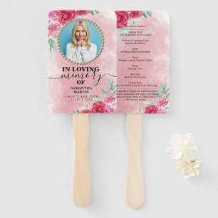 Memorial Rosy Floral Celebration of Life Hand Fan