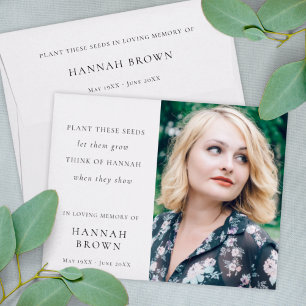 Memorial Seed Packet   Elegant Chic Funeral Favour Envelope