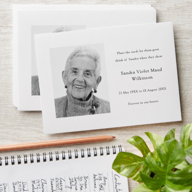 Memorial Seed Packet Modern simple Funeral Favour  Envelope (Stacked)