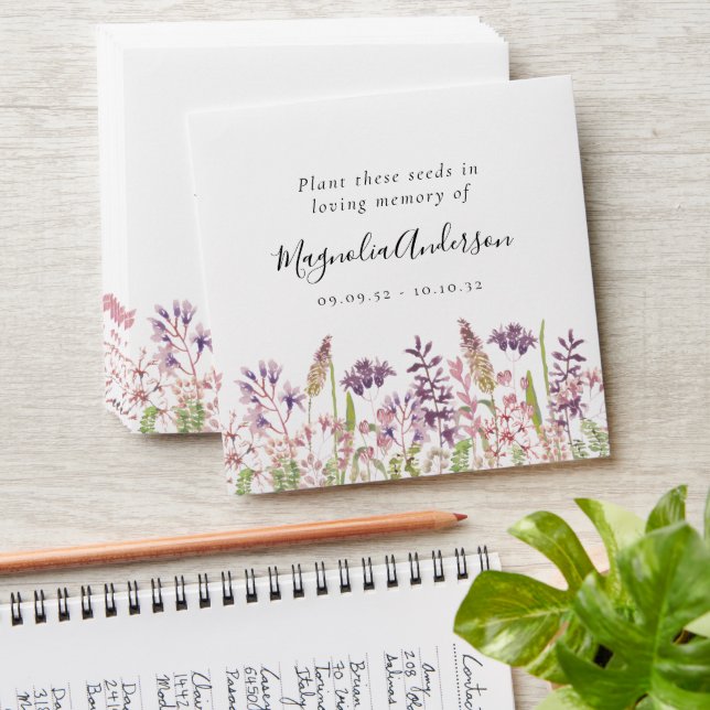 Memorial Seed Packet | Wildflower Lavender Envelope (Stacked)