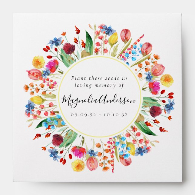 Memorial Seed Packet | Wildflower Wreath Envelope (Front)