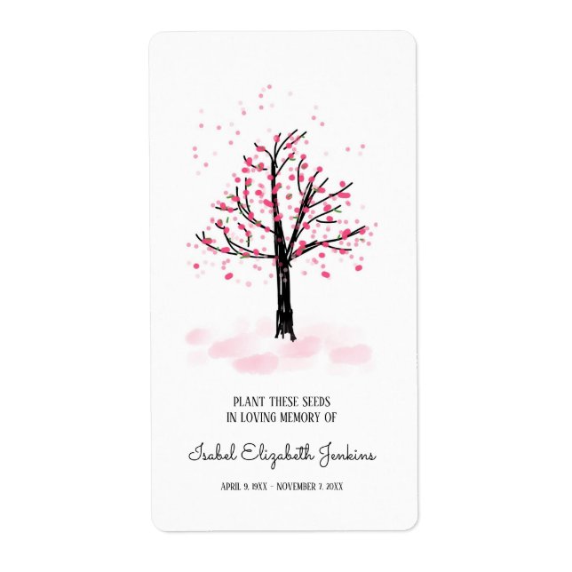Memorial Seeds Pink Blossom Tree Adresse funéraire (Devant)
