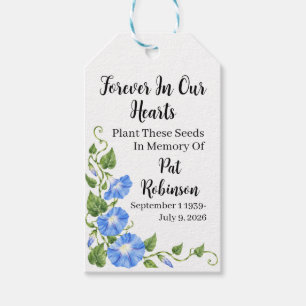 Memorial Seeds tag with morning glory funeral