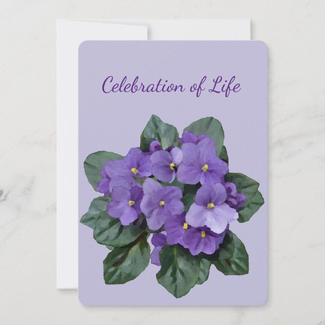 Memorial Service  African Violet Houseplant Invitation (Front)