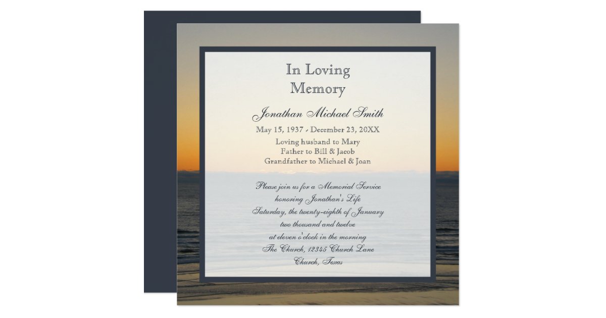 Memorial Service Announcement Invitation Zazzle