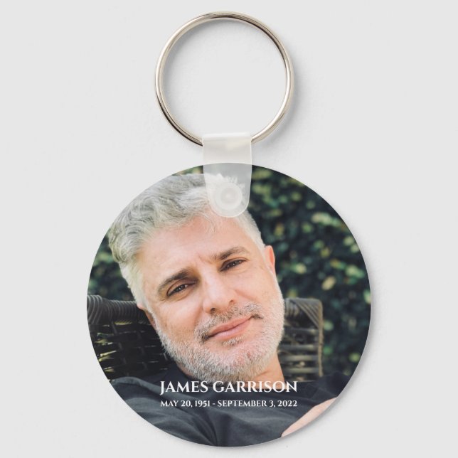 Memorial Service Celebration of Life Photo Gift Keychain (Front)