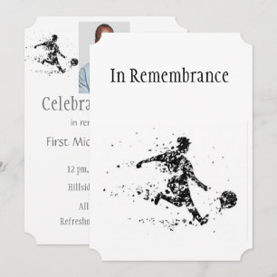 Memorial Service Celebration of Life Soccer Player Invitation