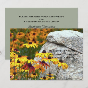 Memorial Service Celebration of Life Yellow Flower Invitation