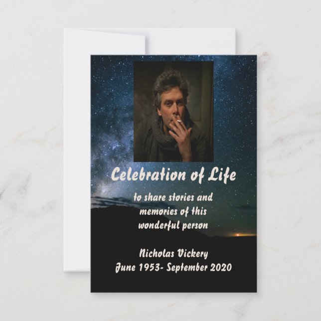 Memorial Service Custom Person Stars Milky Way Invitation (Front)