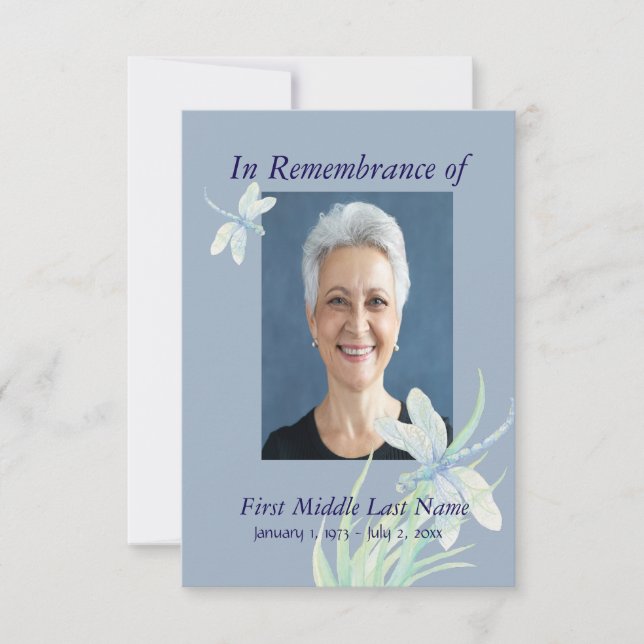 Memorial Service Dragonfly Custom Invitation (Front)