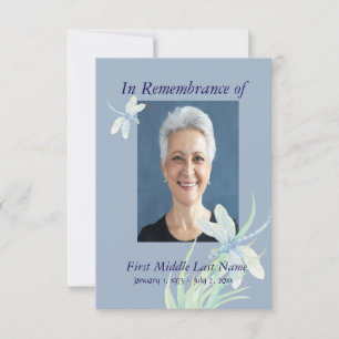 Memorial Service Dragonfly Custom Invitation