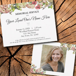 Memorial Service Flowers Hummingbird Elegant Photo Card