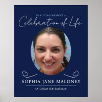 Memorial service funeral heart oval photo navy