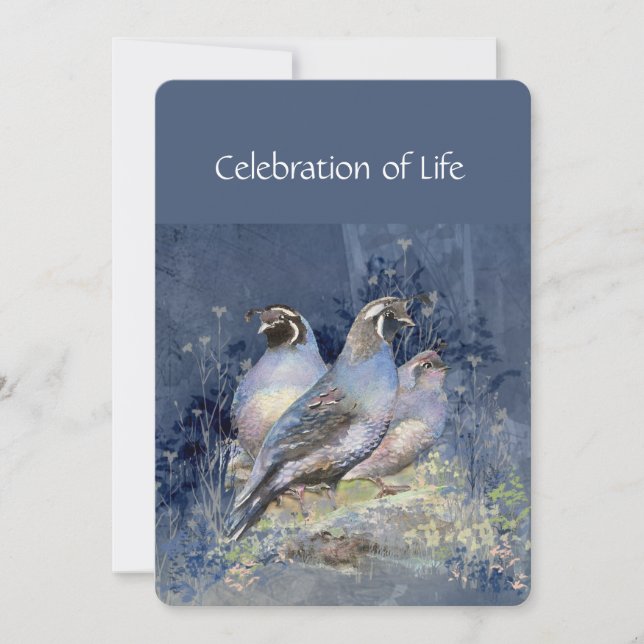 Memorial Service Invitation California Quail Bird (Devant)