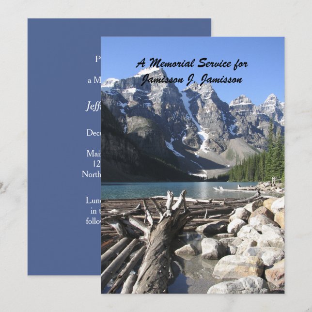 Memorial Service Invitation, Driftwood & Glaciers Invitation (Front/Back)