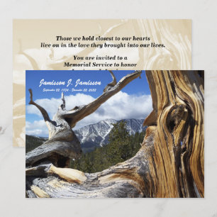 Memorial Service Invitation Mountain, Tree Custom