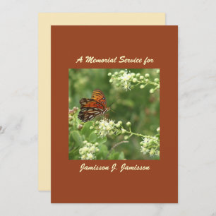 Memorial Service Invitation, Orange Butterfly Invitation